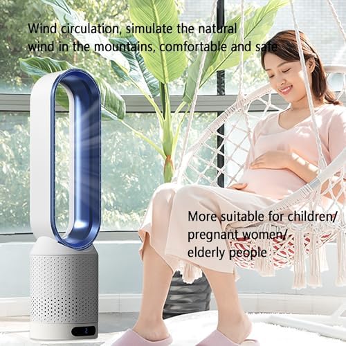 Tower Fans for Bedroom, Bladeless Fan, oscillating Pedestal Fan,Office Air Circulation Fan，with Remote Control and Timer Function, no Fan Blade, Safe to use;(Silver)