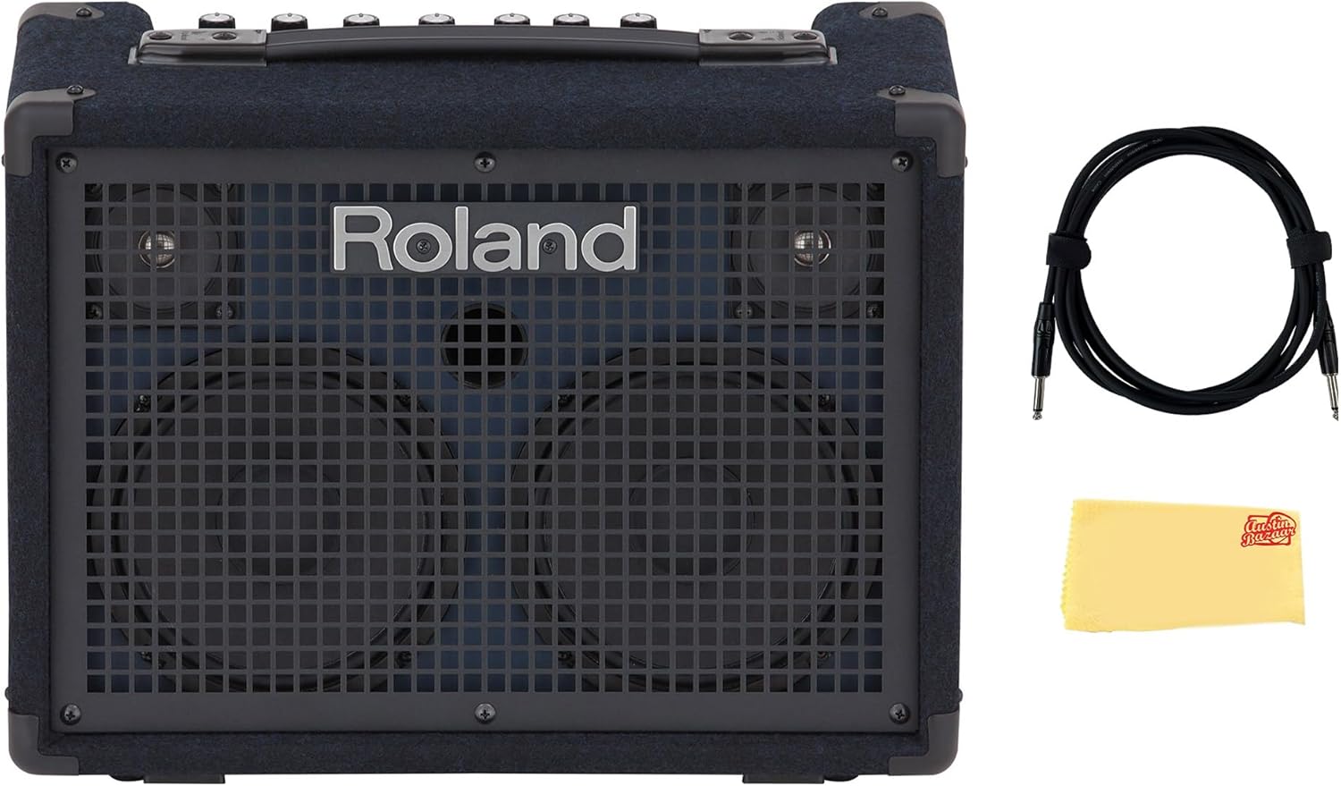 Roland KC-220 Battery-Powered Stereo Keyboard Amplifier Bundle with Gearlux Instrument Cable and Austin Bazaar Polishing Cloth