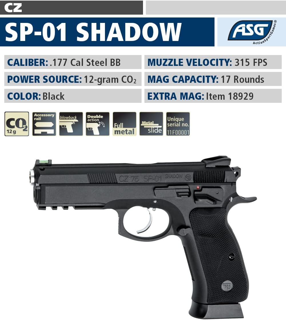 ASG CZ SP-01 Shadow .177 Caliber Steel BB Gun Air Pistol