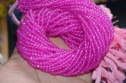 13 inch natural beads strand of 3-3.5mm faceted rondelle pink quartz gemstone beads for DIY jewelry - necklace, bracelet, earring, ring.