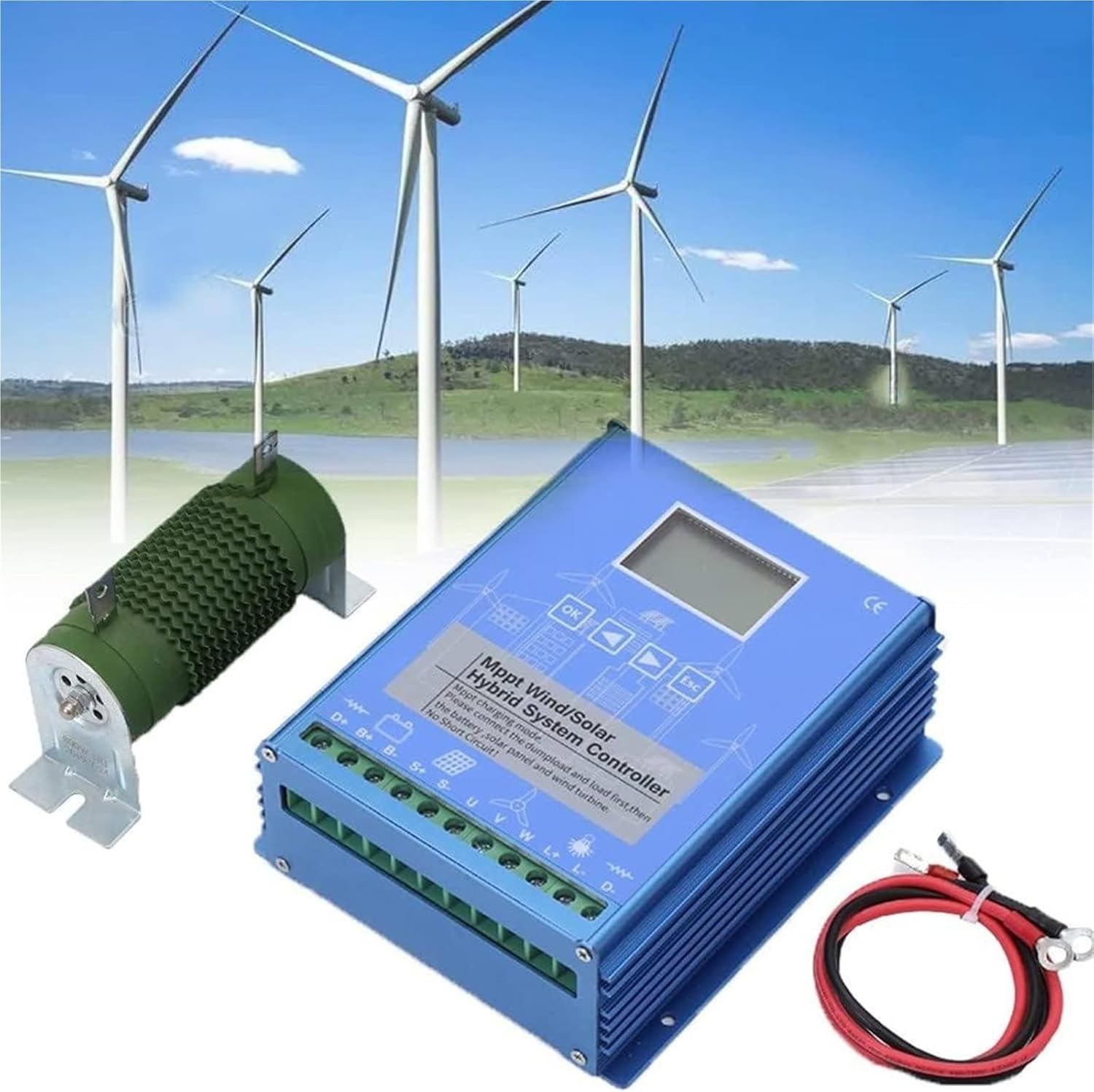 Wind Solar Hybrid Charge Controller 2000W-10000W 12V/24V/48V Auto Switch Regulator MPPT Wind Solar Hybrid Boost Controller for Wind Turbine Generator Charger Battery(24v,10000W)