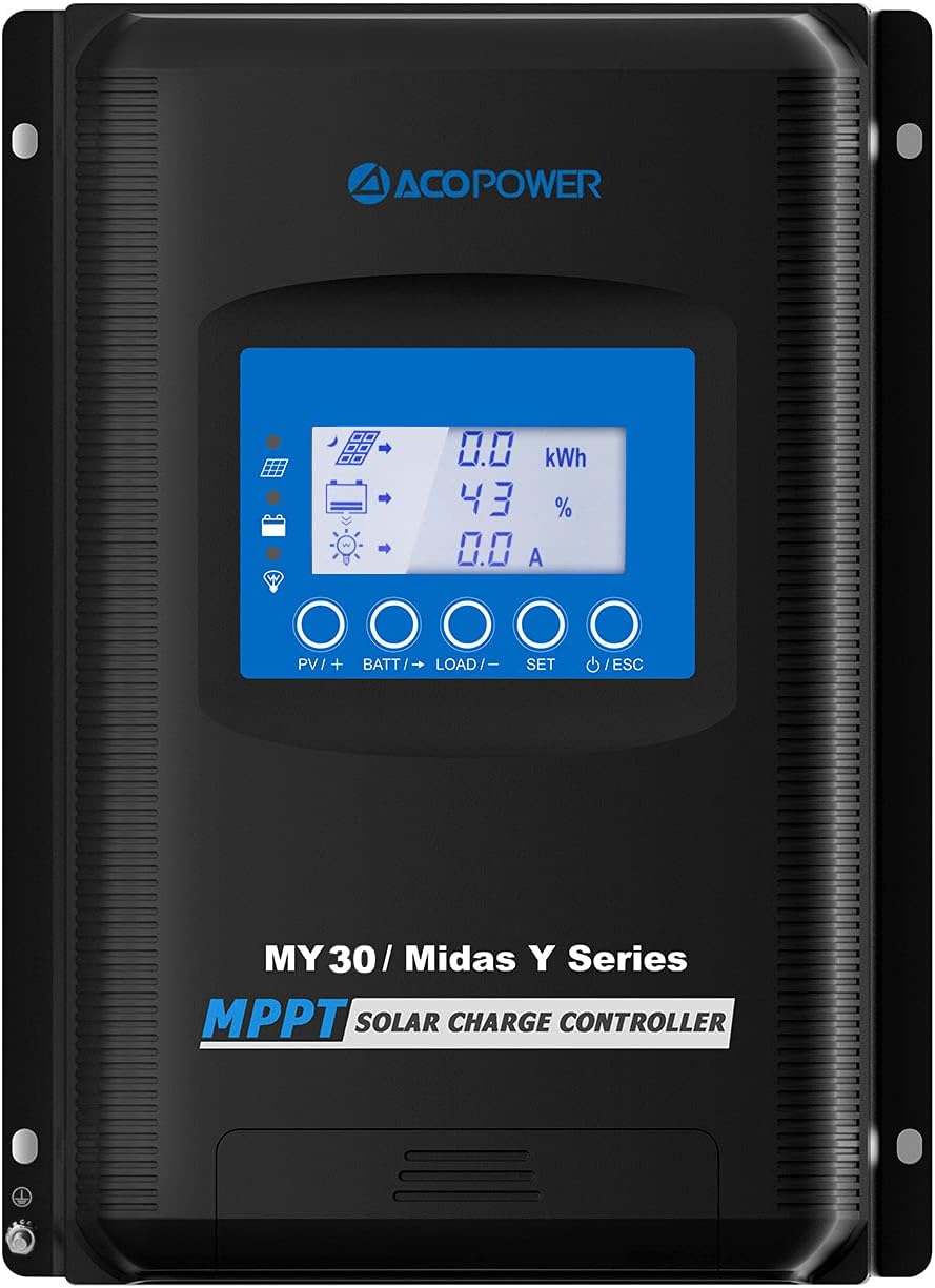 ACOPOWER Midas 30A MPPT Solar Charge Controller-100V 30 Amp 12/24V Negative Ground Works with 390W/780W Battery AGM,Lithium and LiFePO4