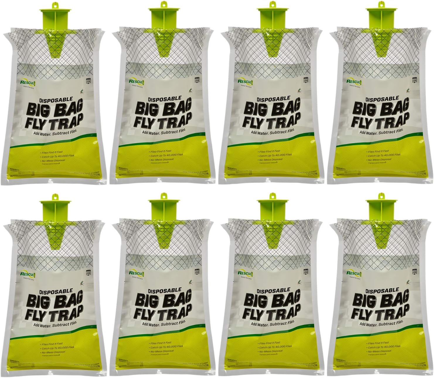 RESCUE! Big Bag Fly Trap – Disposable, Outdoor Use - 8 Traps