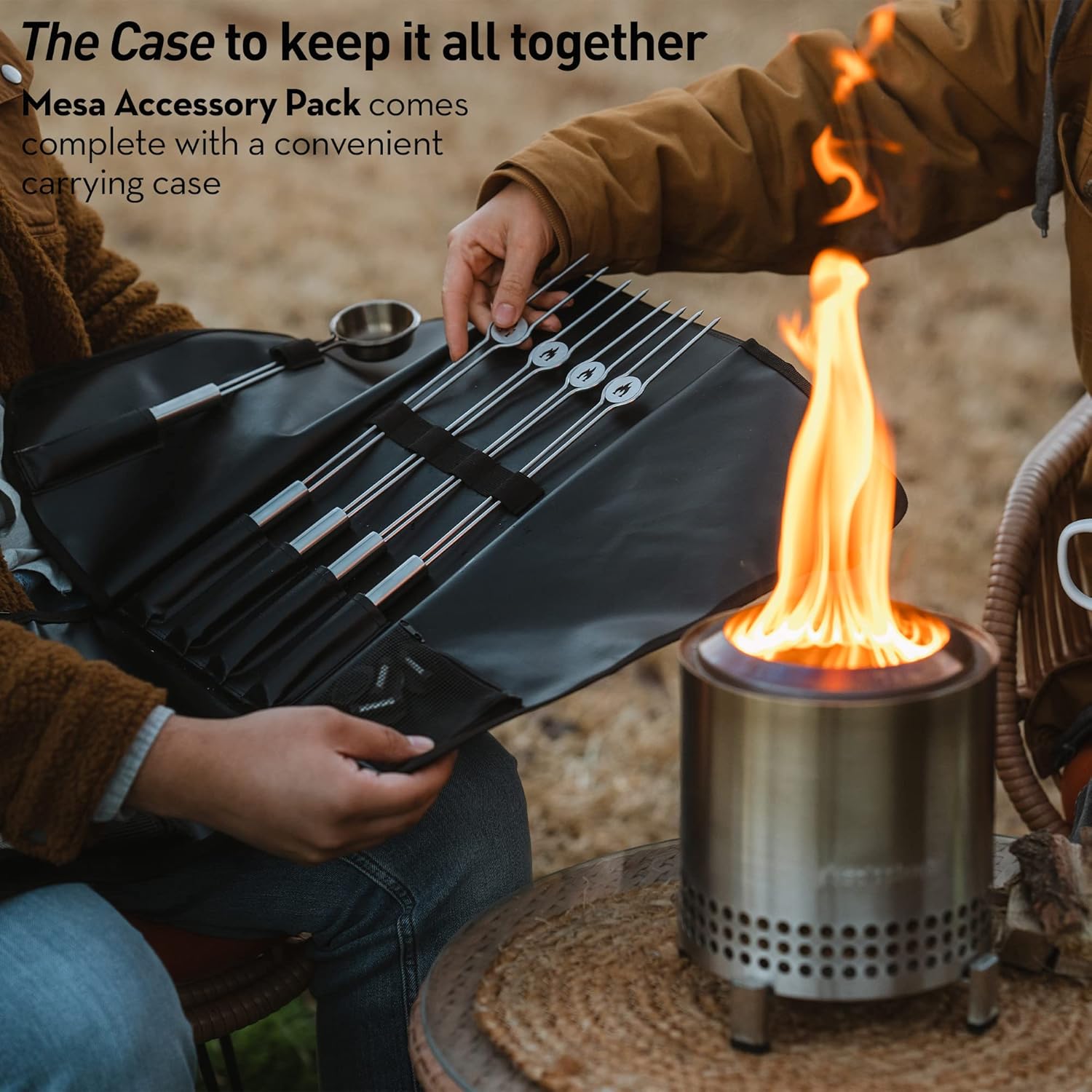 Solo Stove Mesa Accessory Pack | Incl. 4 Stainless Steel Mini Sticks + Stick Rests, Pellet Scoop, Mesa Lid, Carry Case, Accessories for Outdoor Fire Pit, 8.8 x 16 in, 2.2 lbs