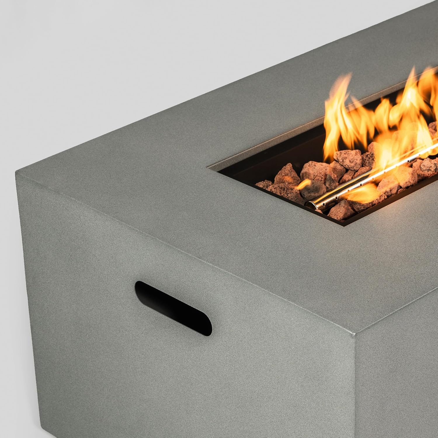 Outdoor Propane Fire Pit Table with Tank Holder – Gray Fire Table for Patio, Deck, Backyard – 1-Door Design, Living Room Gardens (1 Doors)