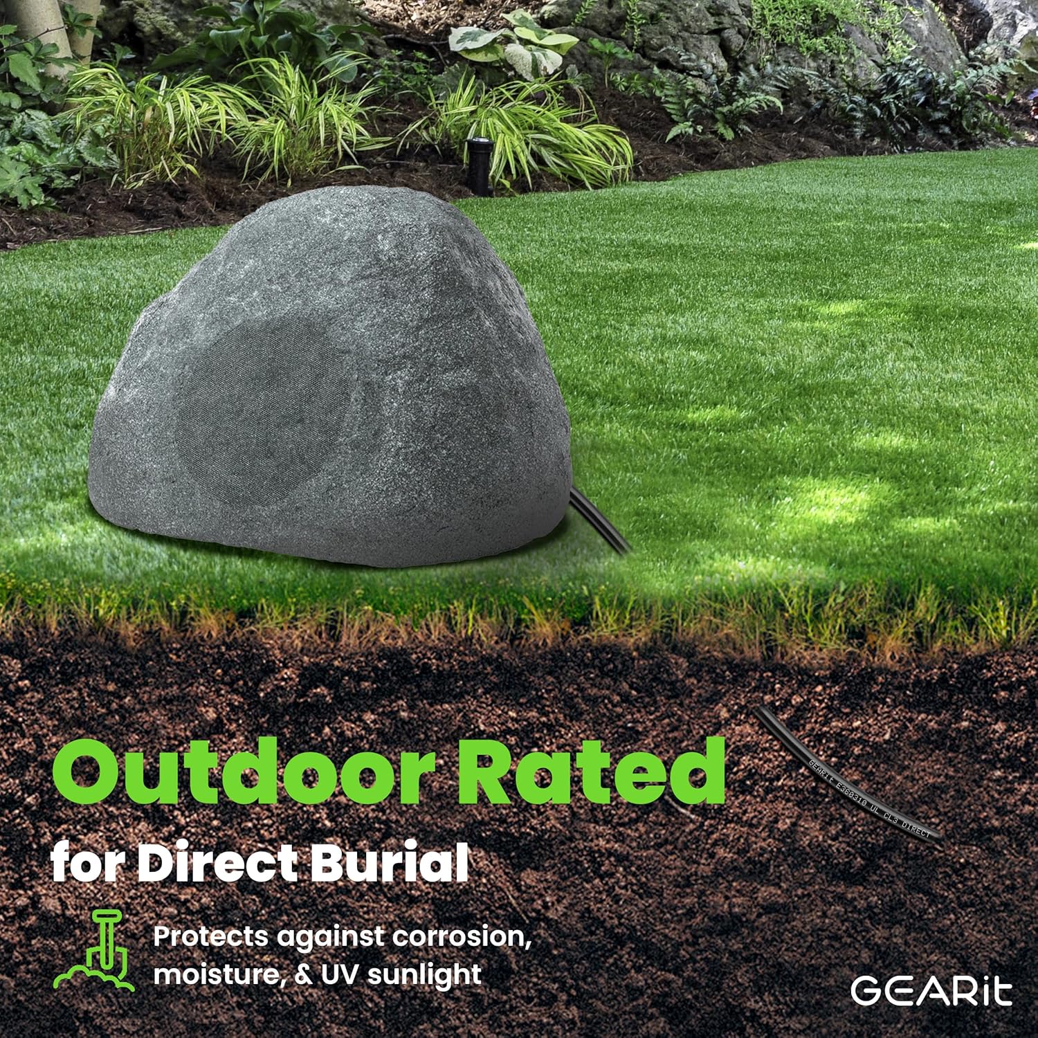 GearIT 14/2 Speaker Wire (250 Feet) 14AWG Gauge - Outdoor Direct Burial in Ground/in Wall / CL3 CL2 Rated / 2 Conductors - OFC Oxygen-Free Copper, Black 250ft