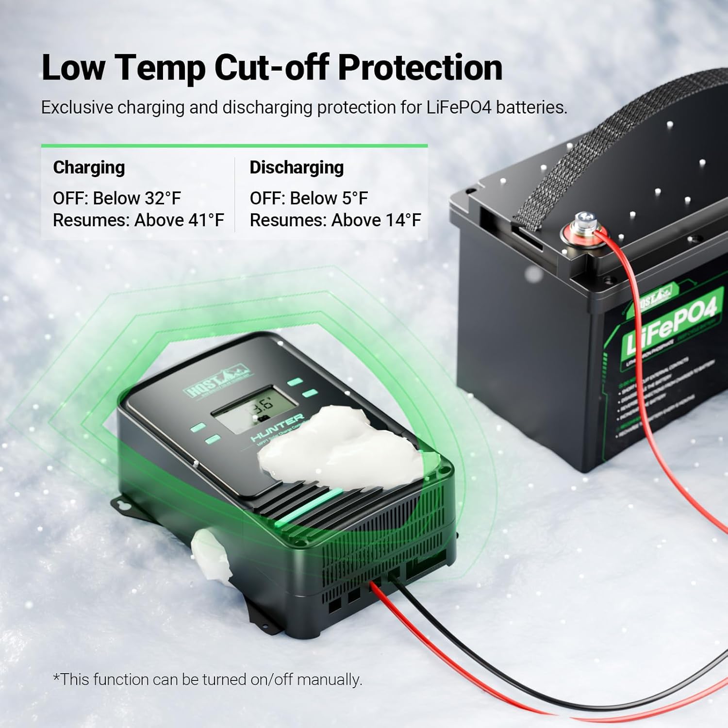 HQST 100A MPPT Solar Charge Controller, 12V/24V/36V/48V Negative Grounding Controller, w/ Smart Bluetooth APP Control, Low-Temp Cut-Off, LCD Display, for Lithium, Sealed, AGM, Gel, Flooded Batteries