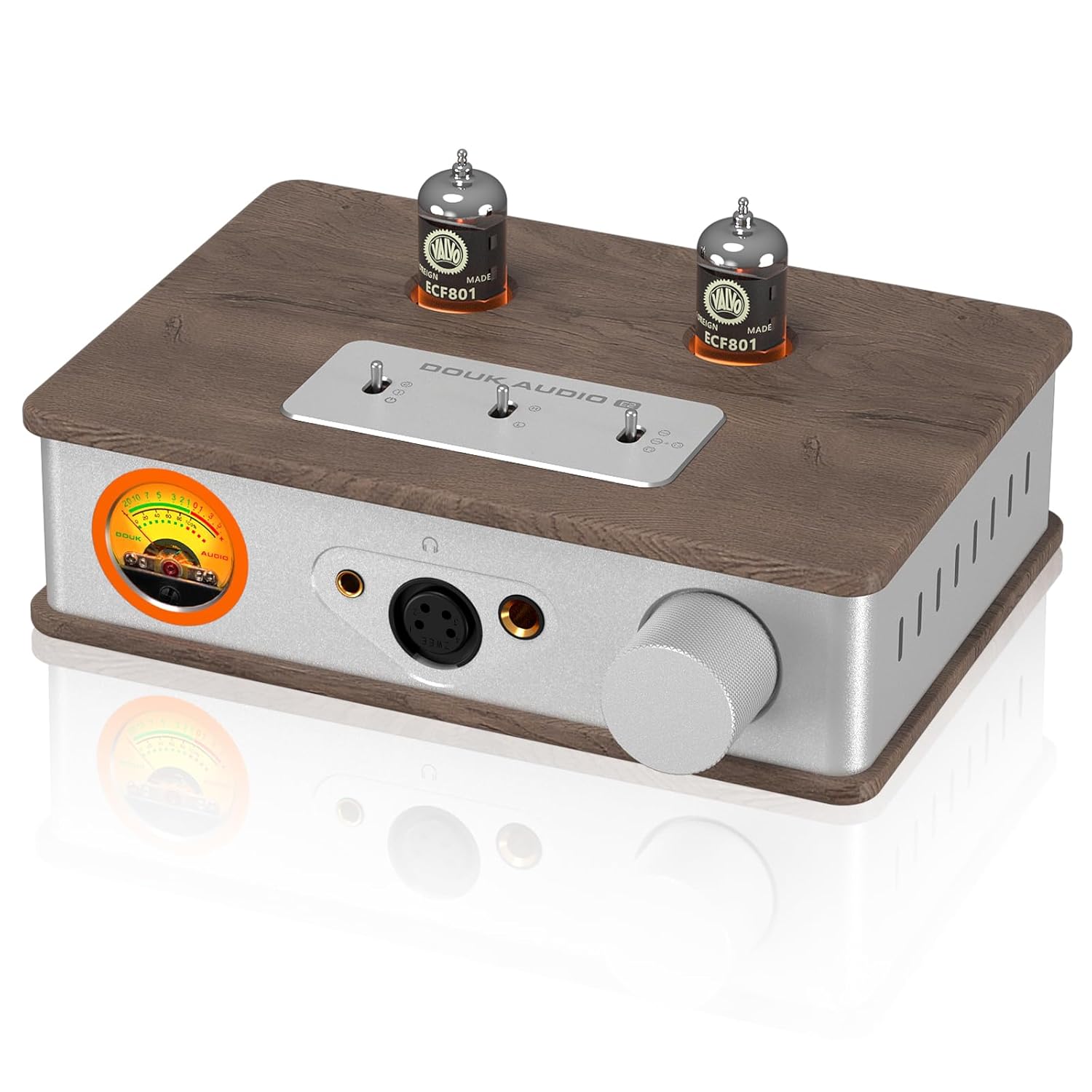 ​Douk Audio Tube Headphone Amp: for XLR, 4.4mm, 6.35mm HiFi Headphones, Stereo Preamplifier for Amplifiers, Speakers, Home Desktop Audio System, with VU Meter & German Valvo Vacuum Tubes​ (E2)