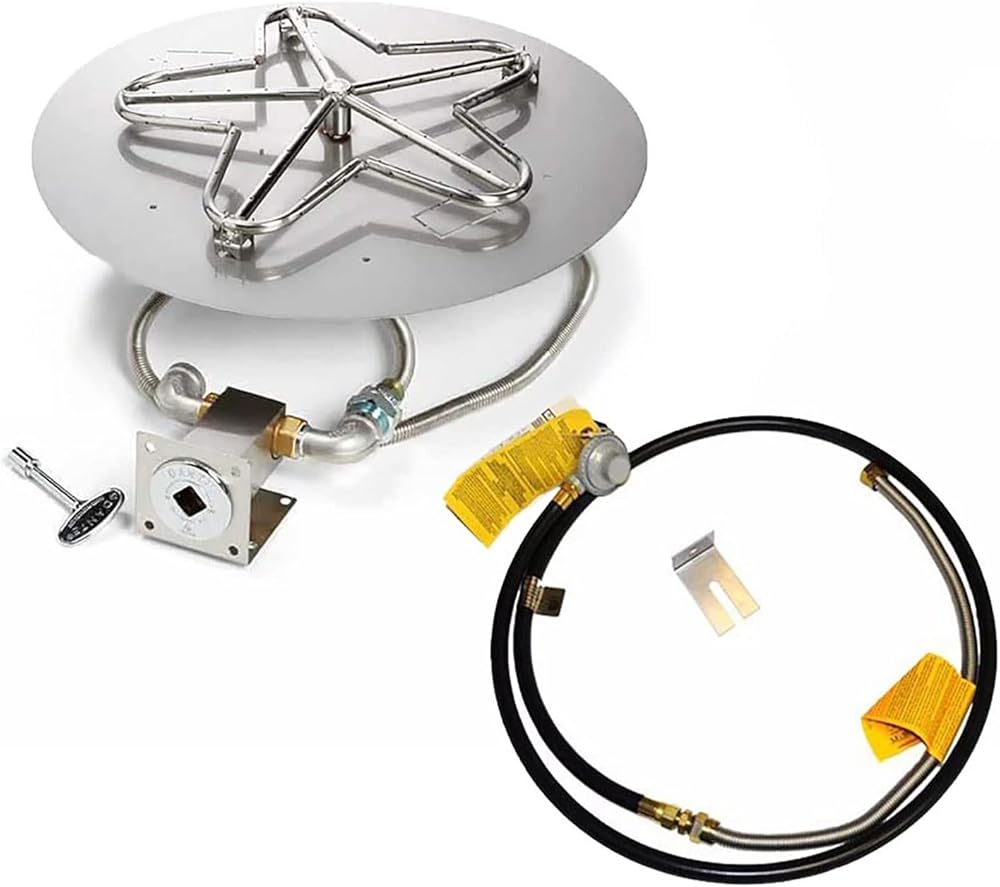 HPC Fire Match Light Gas Fire Pit Kit (TOR-PENTA24MLFPK-FLEX-LP-ST), 24