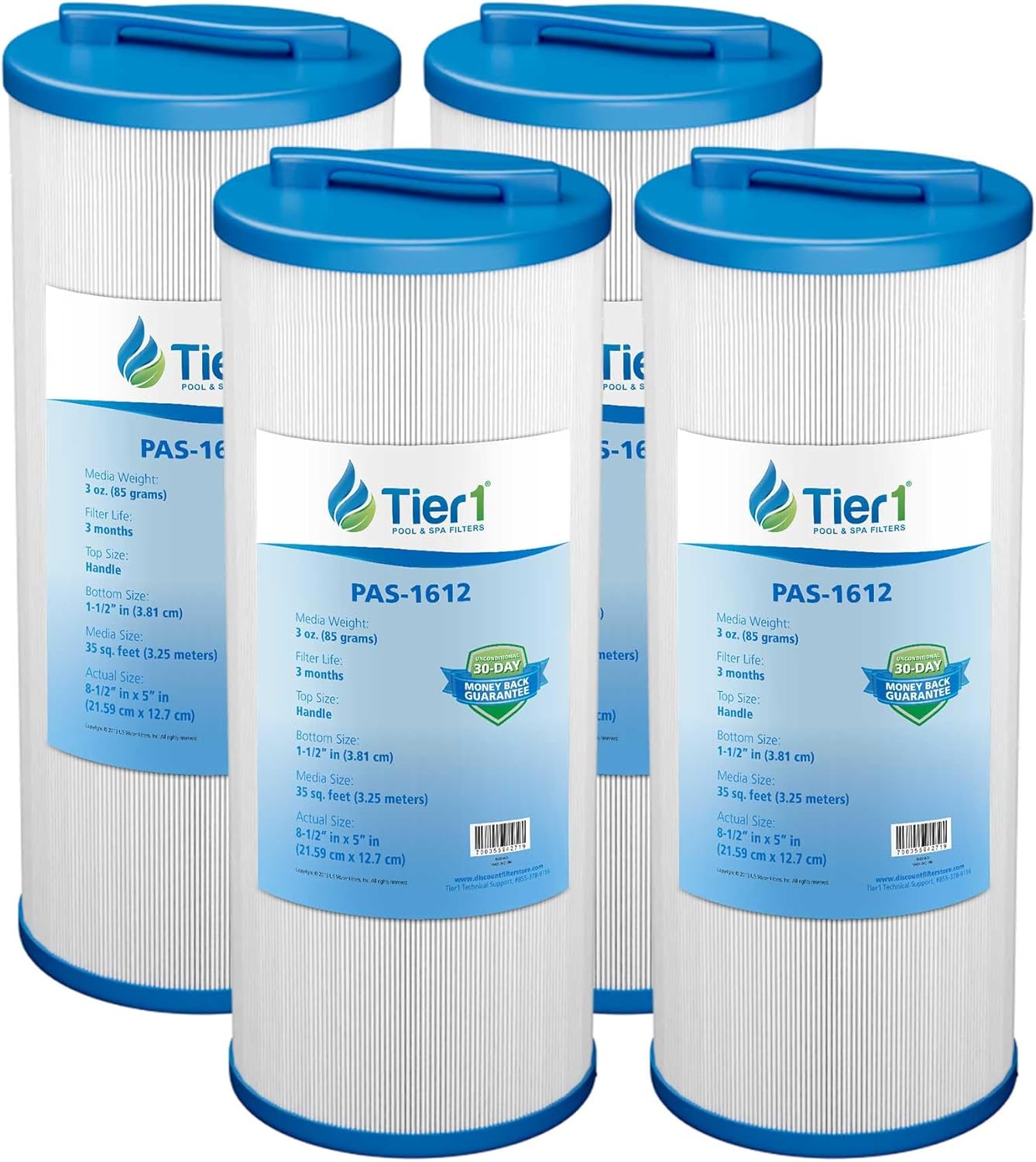 Tier1 Spa Filter Cartridge Replacement for Waterway Teleweir 35 SF – 4 Pack | Compatible with 817-4035, Pleatco PWW35L, Unicel 4CH-935 | 9-1/4