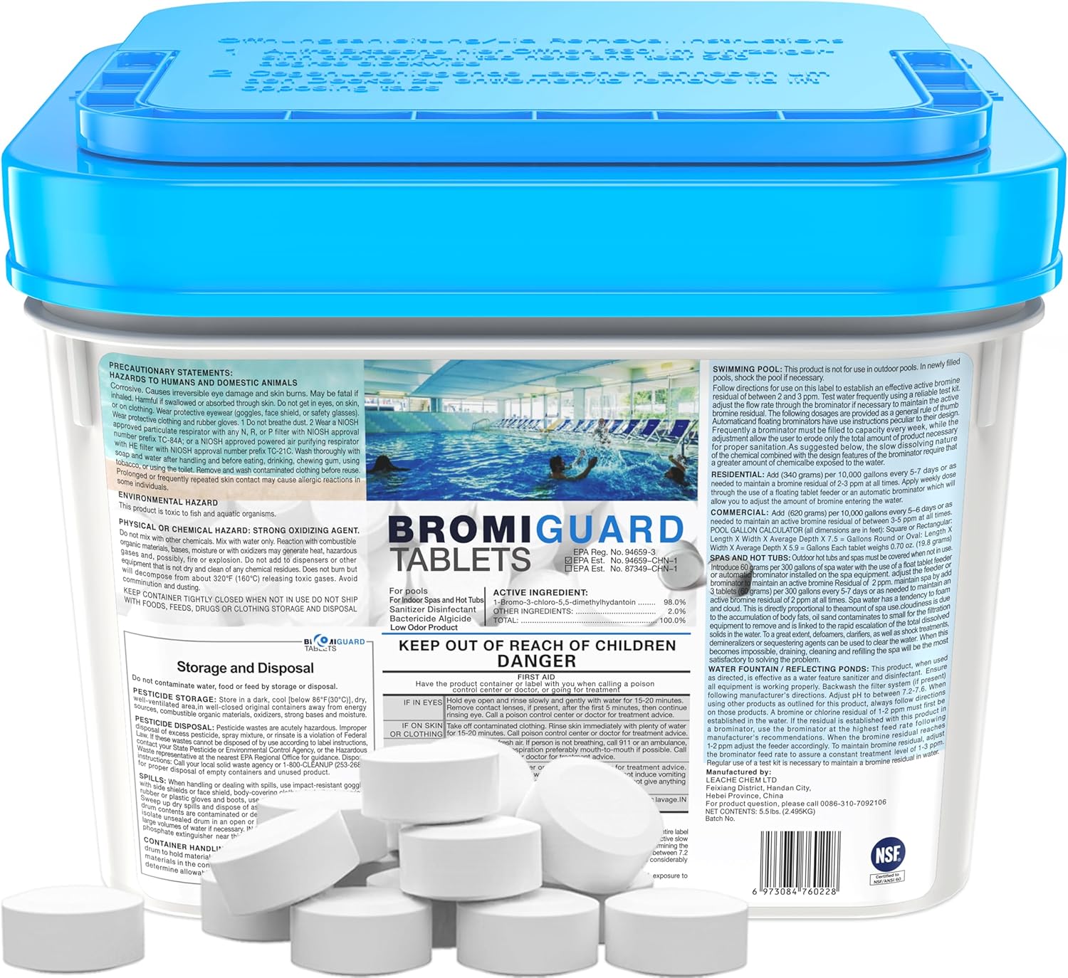 【1 Inch 5.5 Lbs】 Bromine Tablets for Spa Hot Tub Chemical Tabs Brominating Tablets Spa Hot Tub Chemical Sanitizer