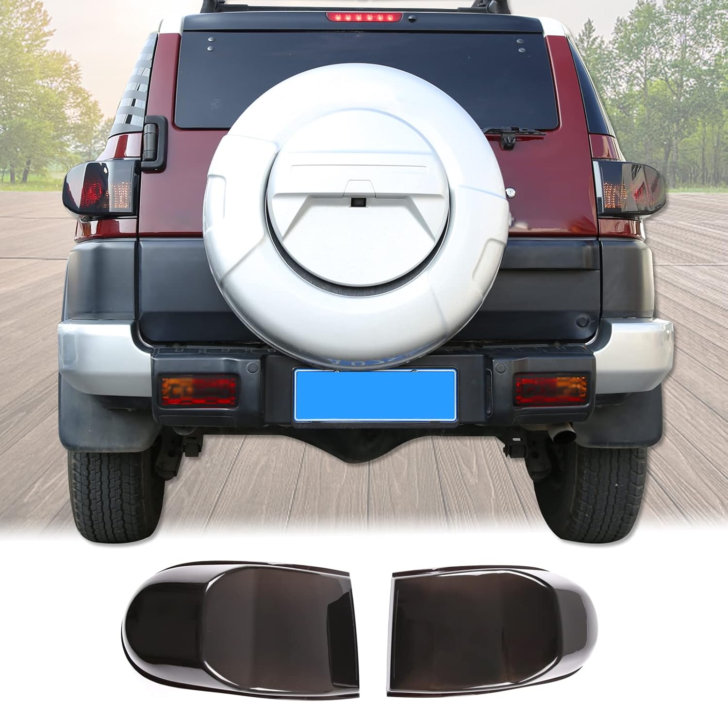 Car Tail Light Lamp Cover Compatible with Toyota FJ Cruiser 2007-2021 Rear Taillight Cover Tail Lamp Shell Shade Smoked Tintlight Lamp Trim Cover Rear Headlight Blackened Protection Cover Accessories
