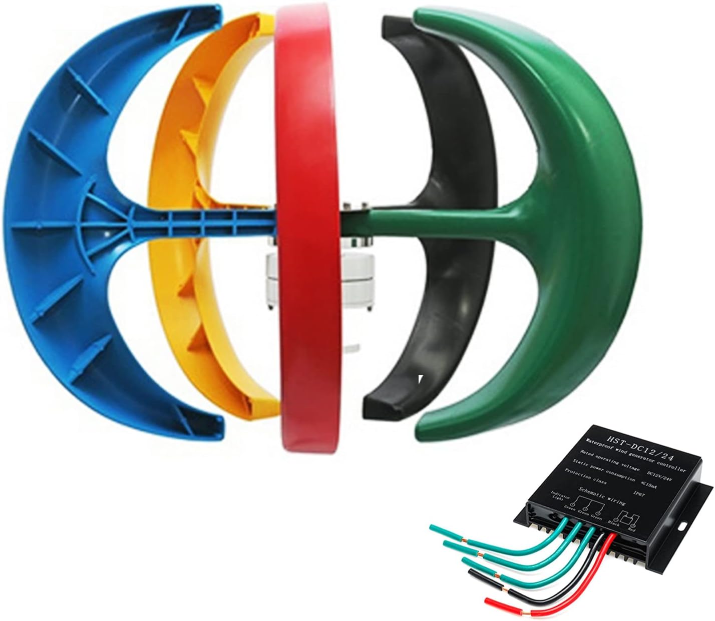 3000W Vertical Axi Wind Turbines Generator Lantern 12V 24V 5 Blades Motor Kit for Home Hybrids Streetlight Electromagnetic