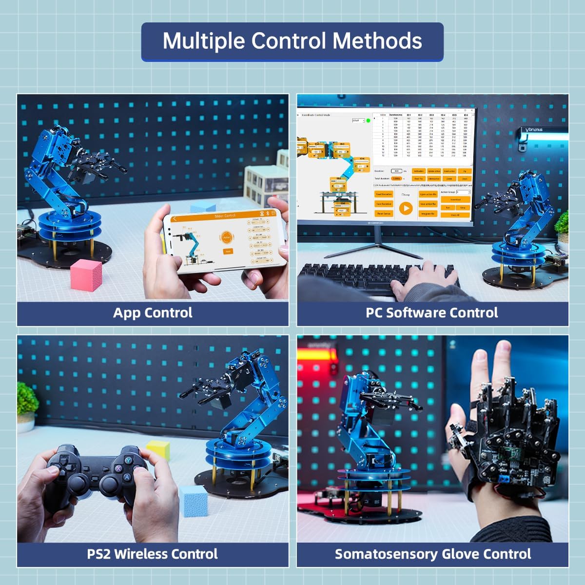 Robotic Arm for Arduino AI Vision Voice Interaction 6DOF Serial Bus Servo Smart Robot Arm, STEM Project Educational Robot & Engineering Kits, Science/Coding/Programming Set, LeArm AI Intermediate Kit