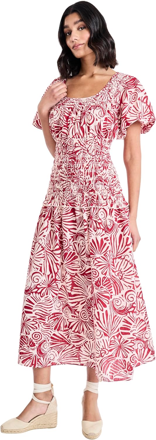 Women's Short Sleeve Scoop Neck A-Line Midi Dress - Casual Summer Day Dresses - X-Large