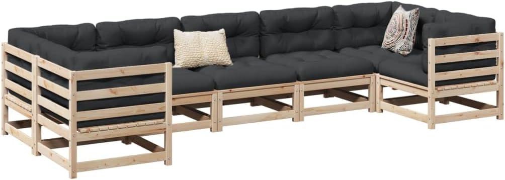 7 Piece Patio Sofa Set Solid Wood Pine,Outdoor Sofa Set | Solid Pinewood Patio Furniture | Sturdy and Durable Garden Sofa Patio Furniture Sets