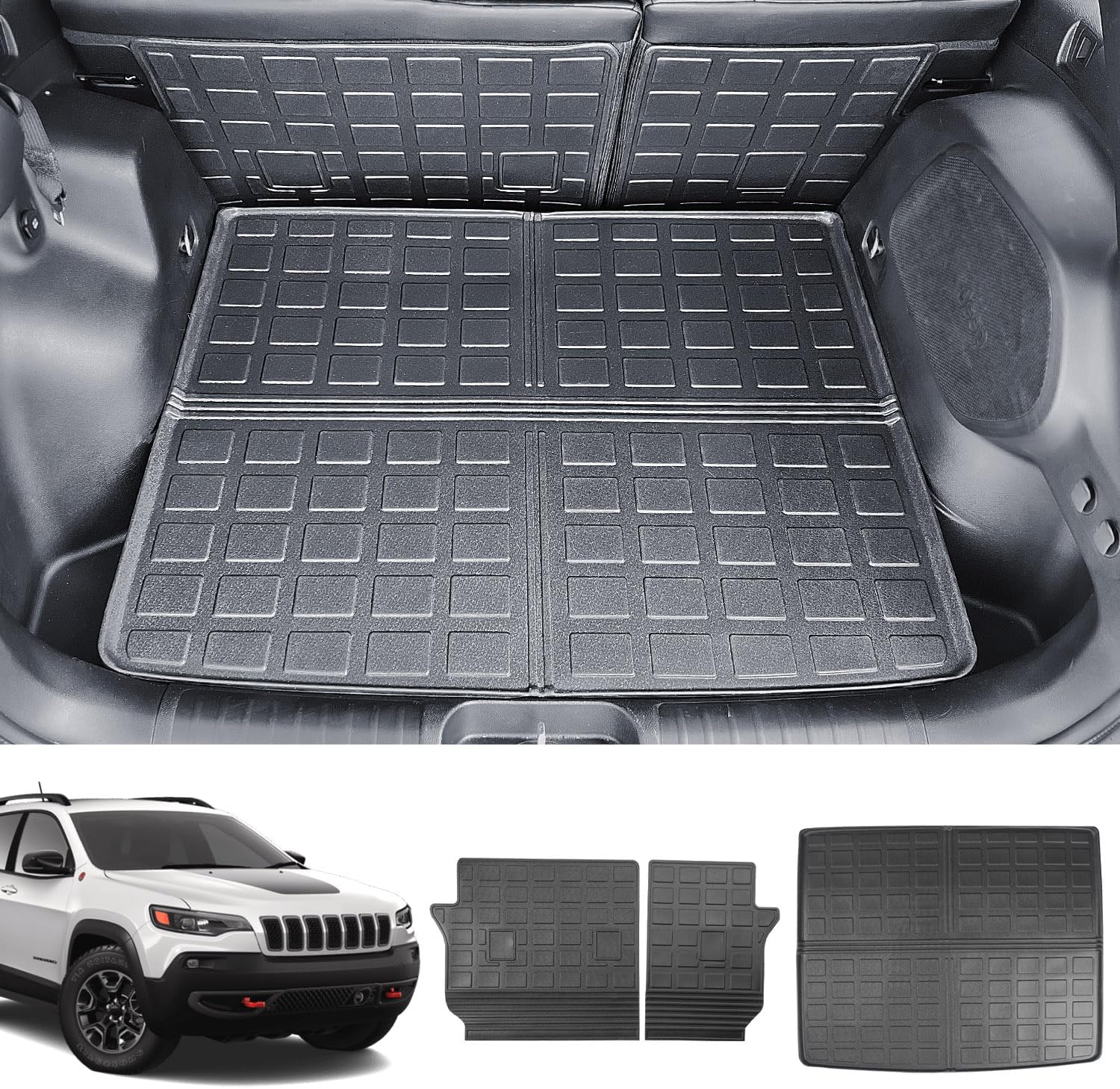 powoq Cargo Mat Compatible with 2019-2023 Jeep Cherokee Trunk Mat TPE Cargo Liner Trunk Liner Replacement for 2019 2020 2021 2022 2023 Jeep Cherokee Accessories