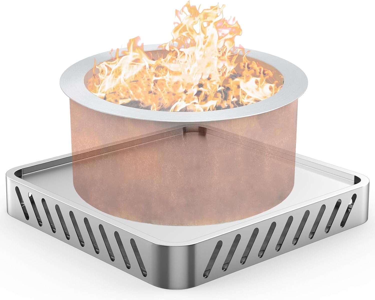 Compatible for Breeo Fire Pit X24 (25.6 Inch) - Fire Pit Base for Lawn & Deck Protection,Stainless Steel Metal Base,Heat Protection & Airflow,Fire Pit mat,Accessory for Outside & Indoor,for Solo Stove