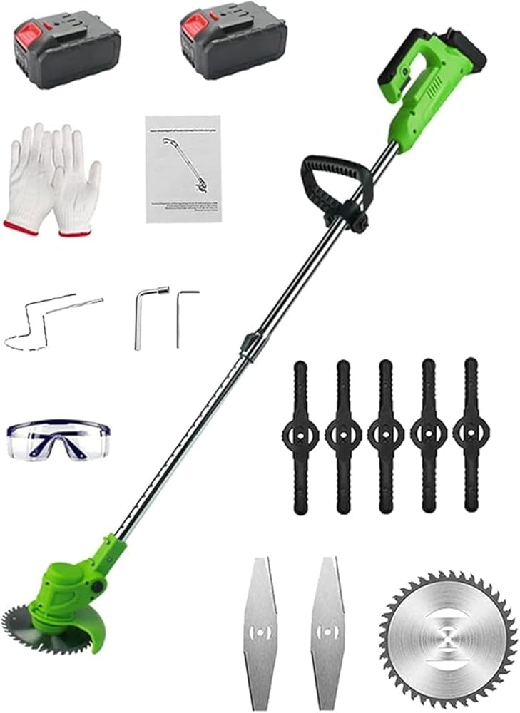 Cordless Lawn Mower - Portable Electric Lawn Trimmer with Adjustable Handle Height for Yard and Garden