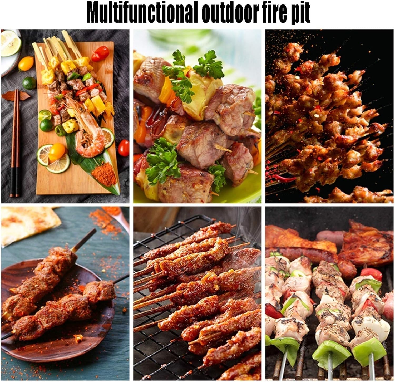 Outdoor Fire Pit Round Wood-Burning Fire Bowl Grill, with Mesh Spark Sieve Cover, Wrought Iron Cooking Fire Pit, 81cm/31.8