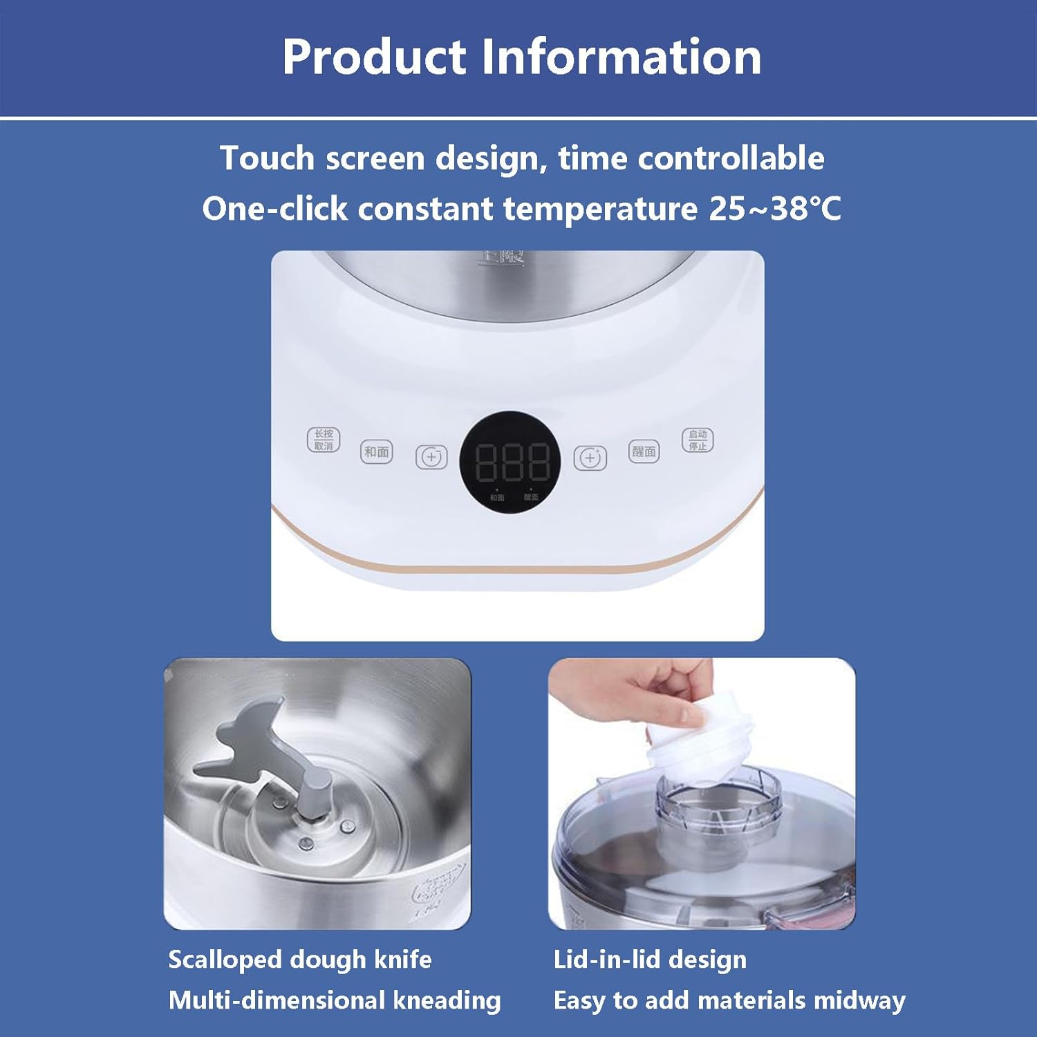 5l Electric Dough Maker Stainless Steel Dough Stand Mixer 200w Fermentation Machine, Baking Cooking Cabinet for Commercial and Home Use,