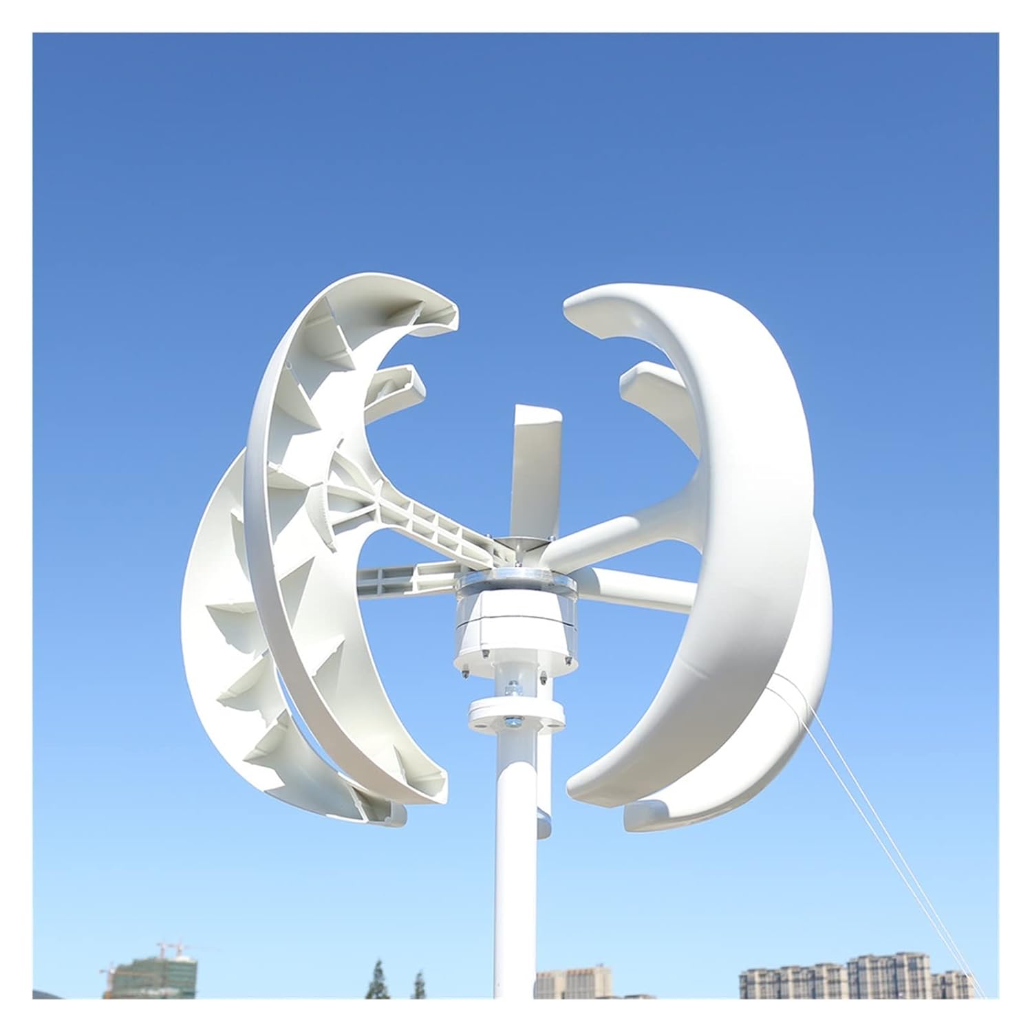 Wind Turbine Generator, 100w 200w 300w 5 Blades Vertical Axi Wind Turbines Generator Lantern 12V 24V Wind Turbines Kit - Onshore Wind(White,24V_100W)