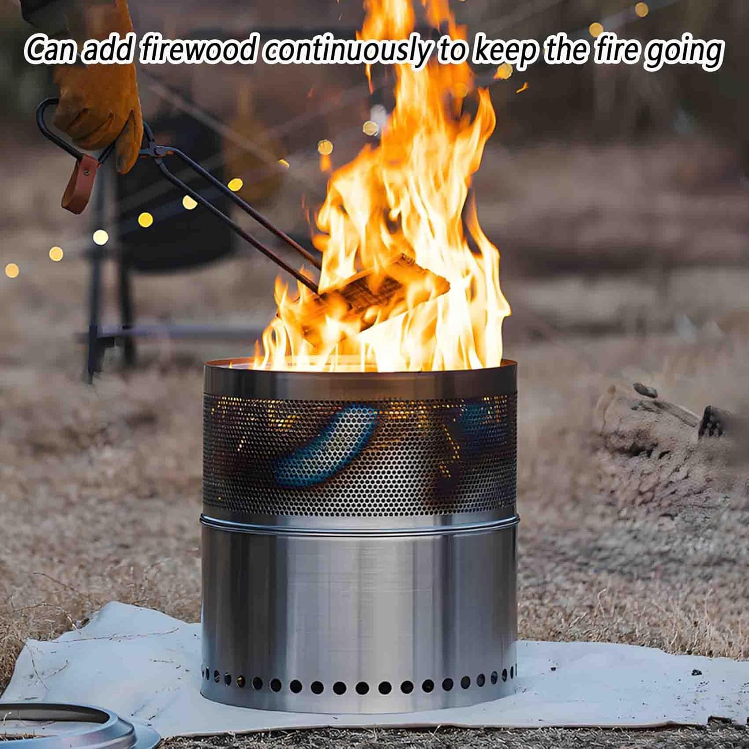 Smokeless Fire Pits for Outside, Wood Burning Stainless Steel Portable Outdoor Fireplace, for Bedroom, Living Room, Outdoor, Park, Yard (17.72 * 16.54in)