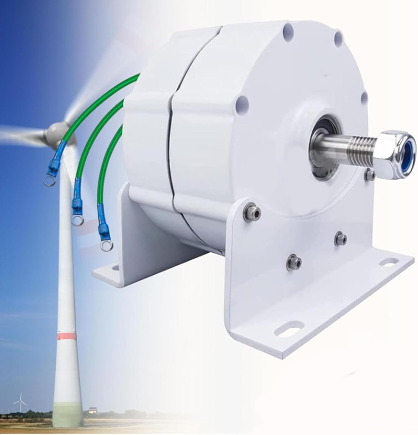 Wind Generator, Low Speed ​​7000W 12V 24V 48V Gearless Permanent Magnet Generator Alternator, Wind Turbine Water Turbine for Boat, Gazebo, Cabin or Mobile Home (with Base)