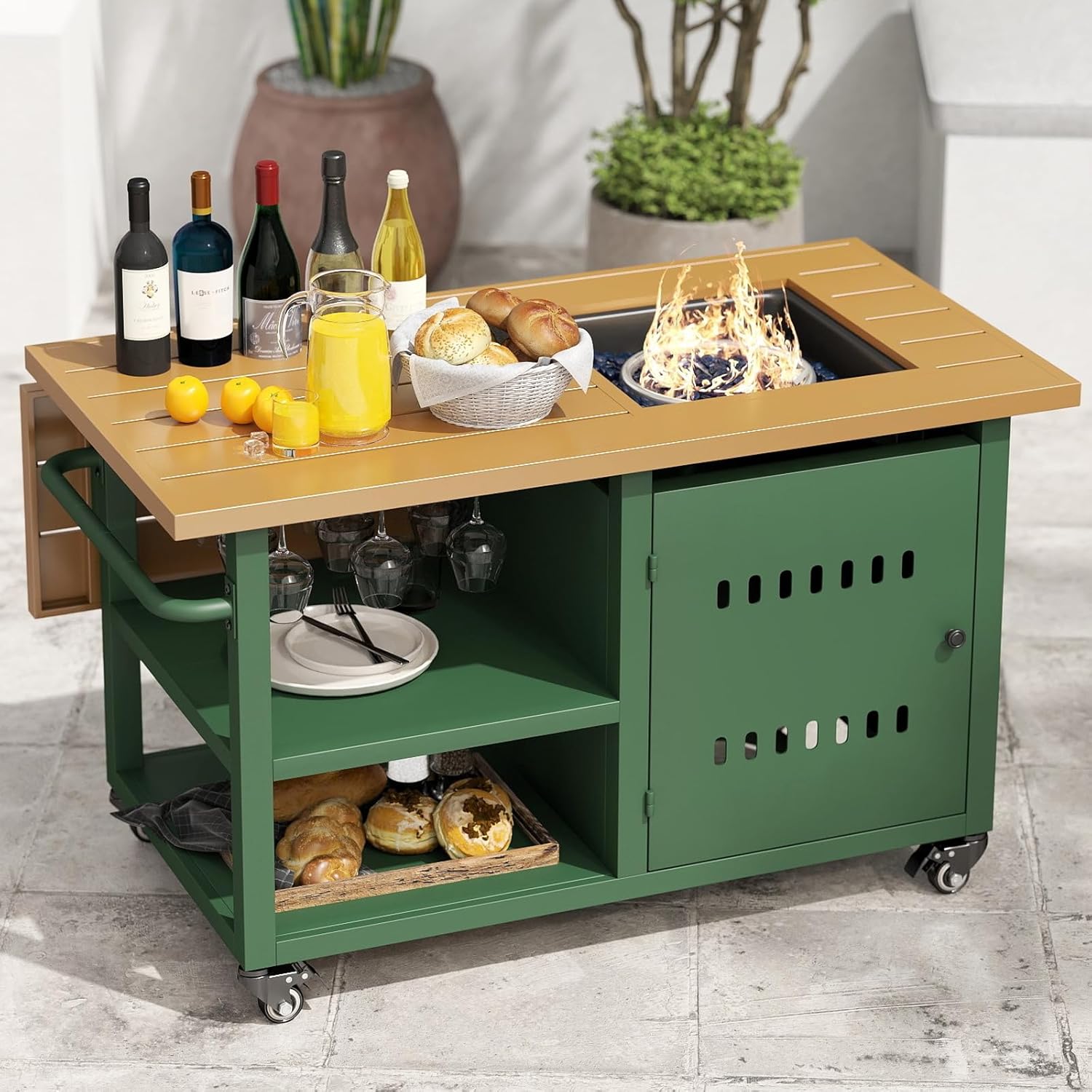 Gas Fire Pits for Outside Patio, Rectangular Fire Pit Tables, Firepit Table Propane, 44