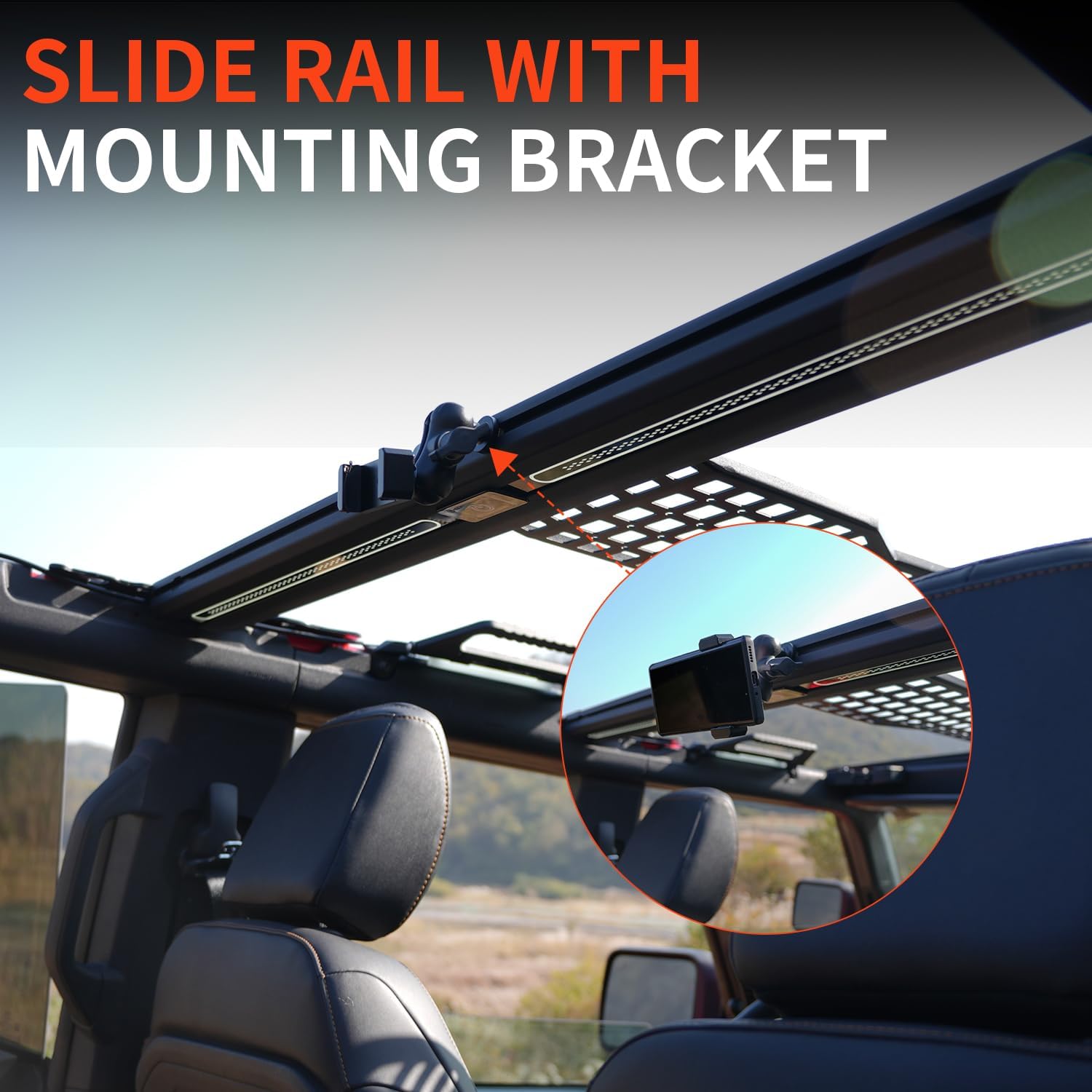 Roof Molle Panel with Built-in Ceiling Lighting Accessory, Fits for Ford Bronco 2021 2022 2023 2024 2025 4-Door Hardtop and Softside Versions, NOT Fits for 2-Door Versions.