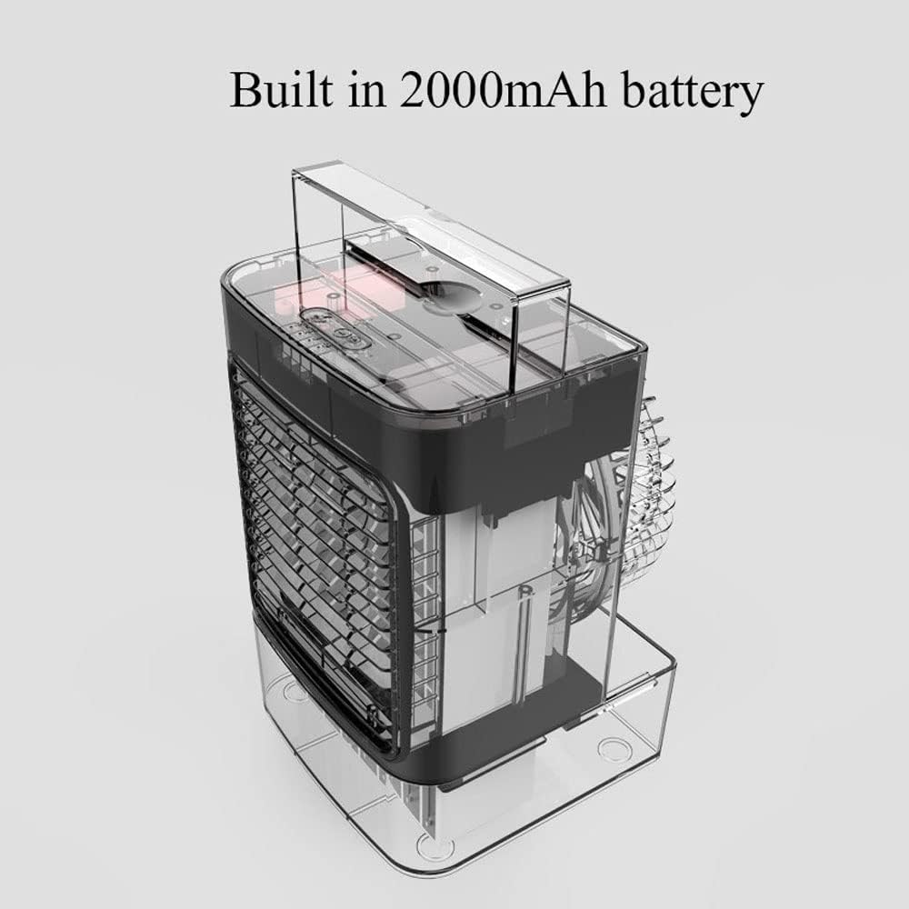 Portable Air Conditioners, Mini Air Conditioner Evaporative Air Cooler, 3 Speeds Rechargeable Fans for Room Office Outdoor Car Camping Tent (Color : White)