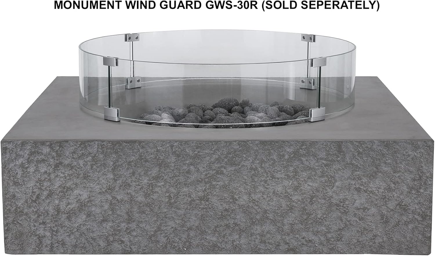 Pyromania Monument Outdoor Concrete Fire Pit Table, 41 x 41 Inches - Propane Model in Slate Gray Color