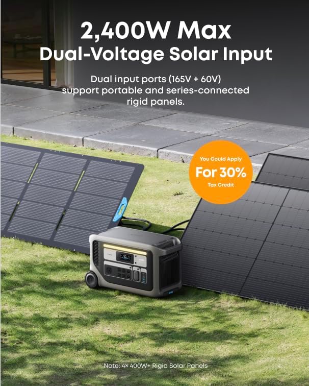 Anker SOLIX F3000 Portable Power Station with Protective Cover, 3,072Wh, 120/240V Output, 6,000W Recharging, Expandable to 24kWh, Works with Generator & Solar Panel, for Camping, RVs, and Emergencies