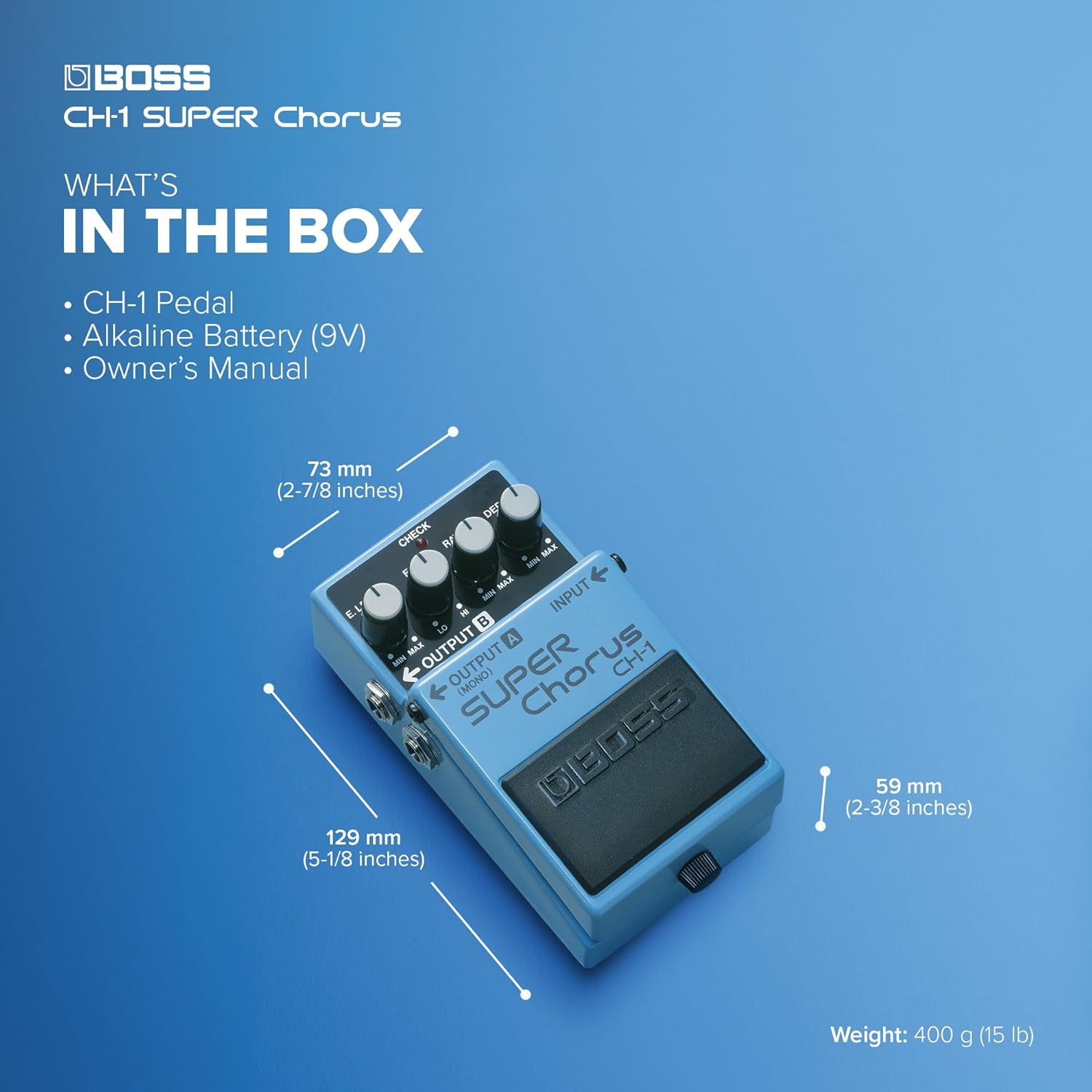 BOSS CH-1 SUPER Chorus | Classic Compact Chorus Effects Pedal | Cystal-Clear Tone for Guitar & Keyboards | Versatile Sound Shaping | Mono & Stereo Connectivity | Easy-to-Use Controls