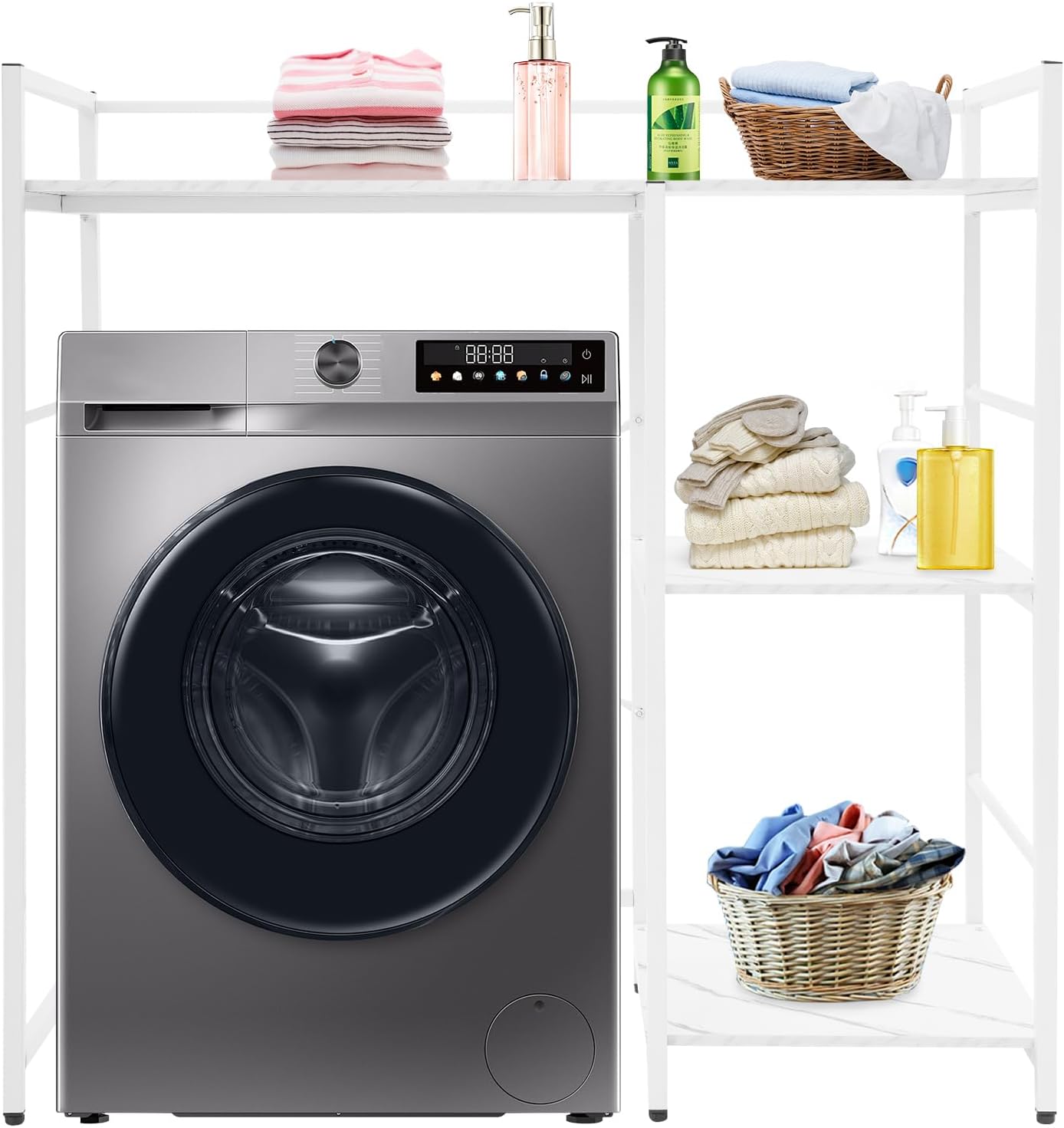 3-tier Washing Machine Storage Shelf Over Washer Storage Shelf Washing Machine Utility Rack Washer Dryer Storage Shelves Suitable for Machines Width Within 25.6