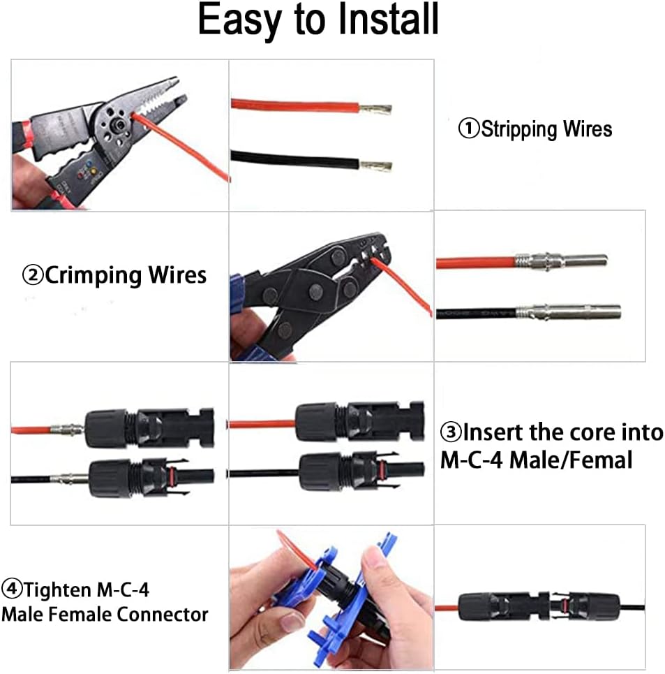 1000W PWM Wind Solar Hybrid Charge Controller + 10FT 10AWG Solar Panel Extension Cable + Y Branch Connector + 10 Pairs M-C-4 Cable Connectors Kit