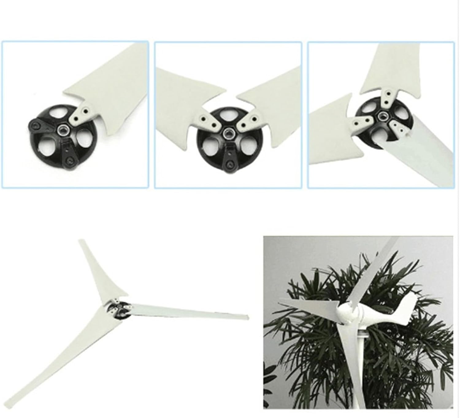 3Pack/5 Pack Wind Turbine Blades with Hub and Cover, 600/650/750/800mm, Horizontal Wind Turbine Generator Kit, Car Power Inverter Windmill Accessories(Five Blades,800mm)
