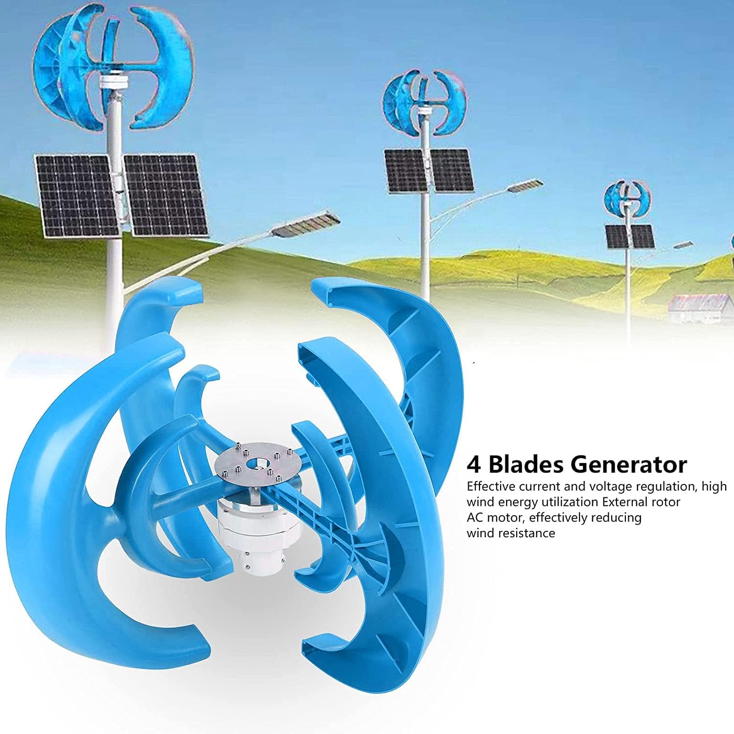 Wind Turbine 5000W 4 Blade Wind Vertical Double-Layer Axis Generator Generator Wind Turbine Kit