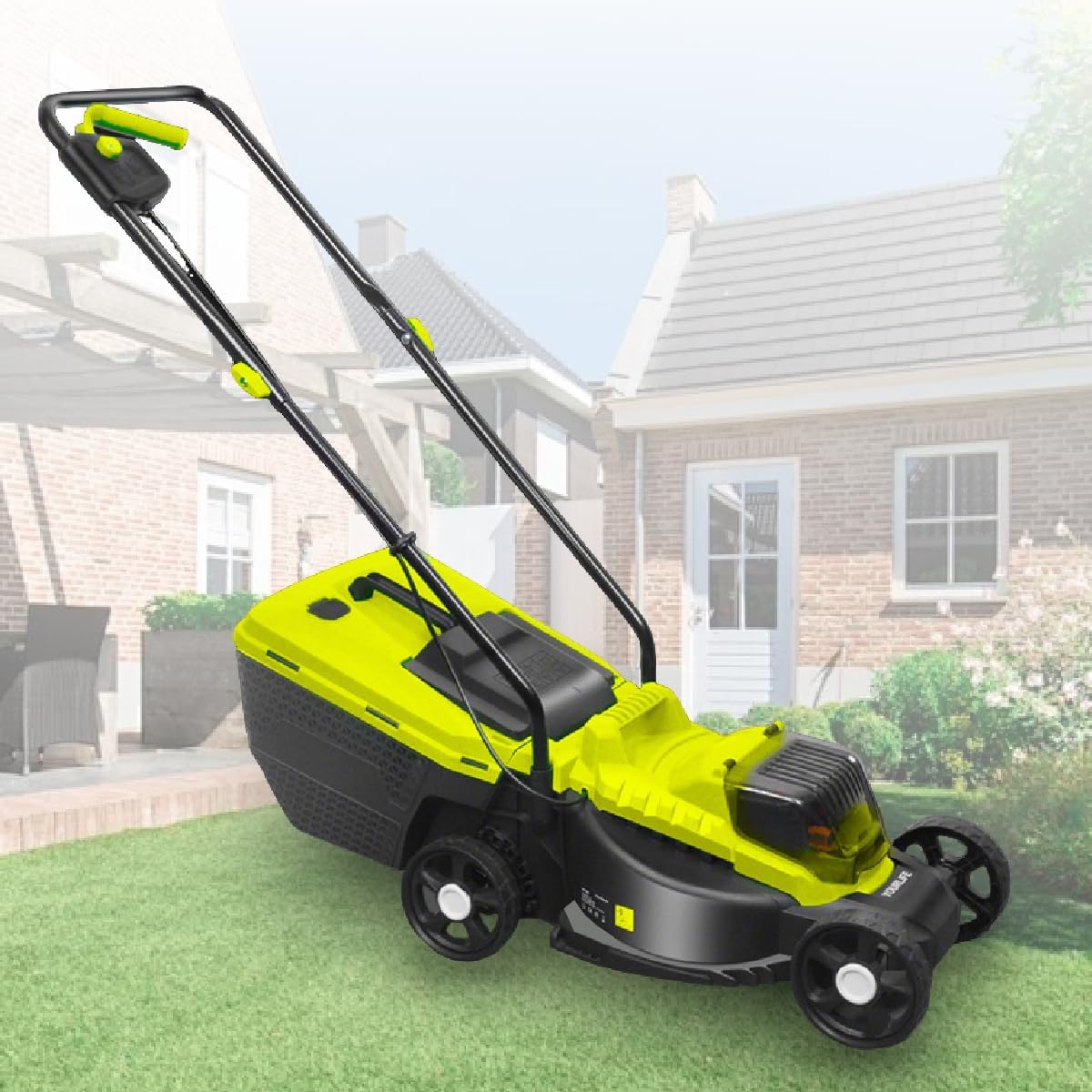 Push Lawn Mower, Equipped with 2×4000mah Lithium Batteries, Super Long Battery Life, Suitable for Various Scenarios, Extra-Large Grass Basket, Detachable, with Usage Tutorial