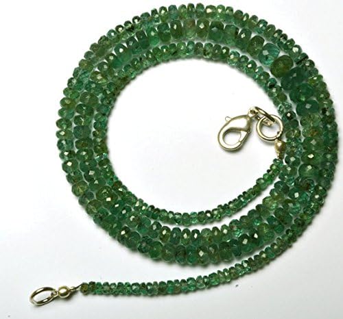 1 Strand Natural 21 Inches Stands AAAA Gems Quality 100% Natural Emerald Transparent Faceted Roundels Beads Necklace 2.5 TO 5 MM
