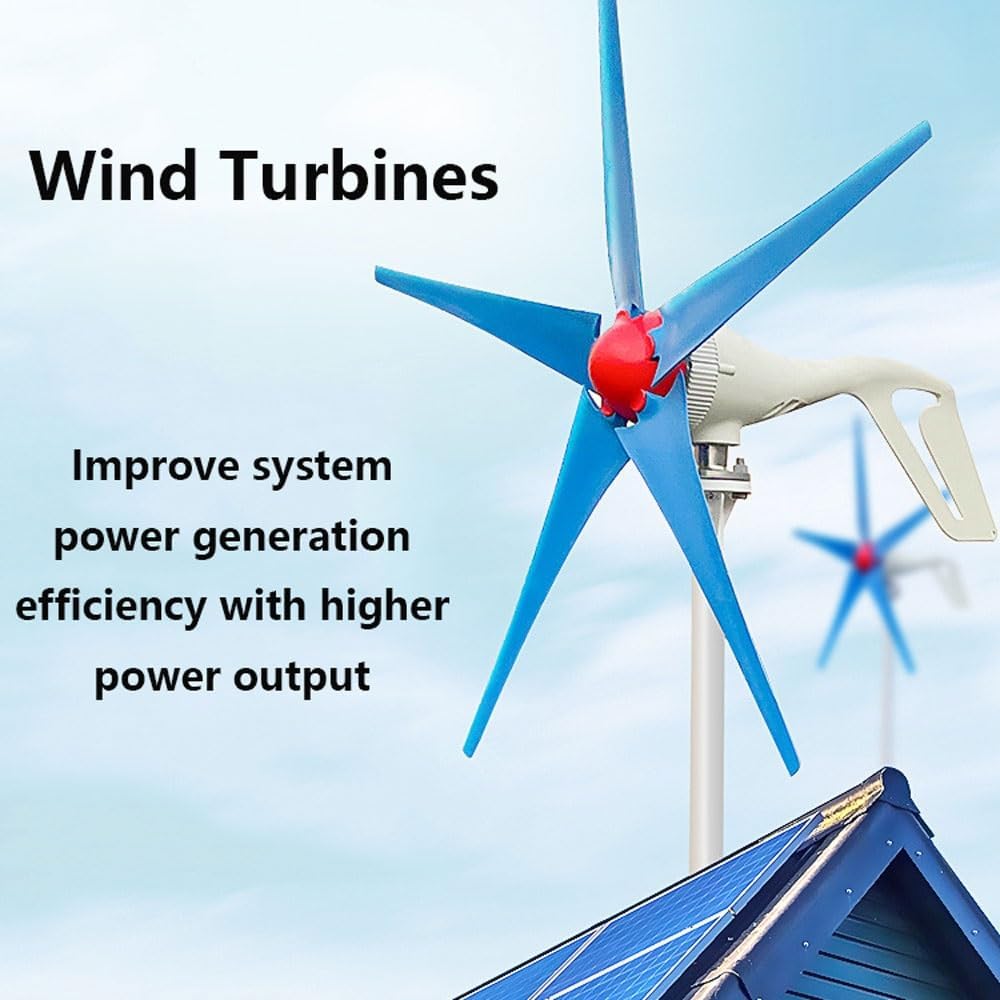 800W Wind Turbine Generator, 12V/24V Windmill with Controller, 5-Blade Wind Power Generator for Home, Boats, Cabins - Efficient Renewable Energy Solution