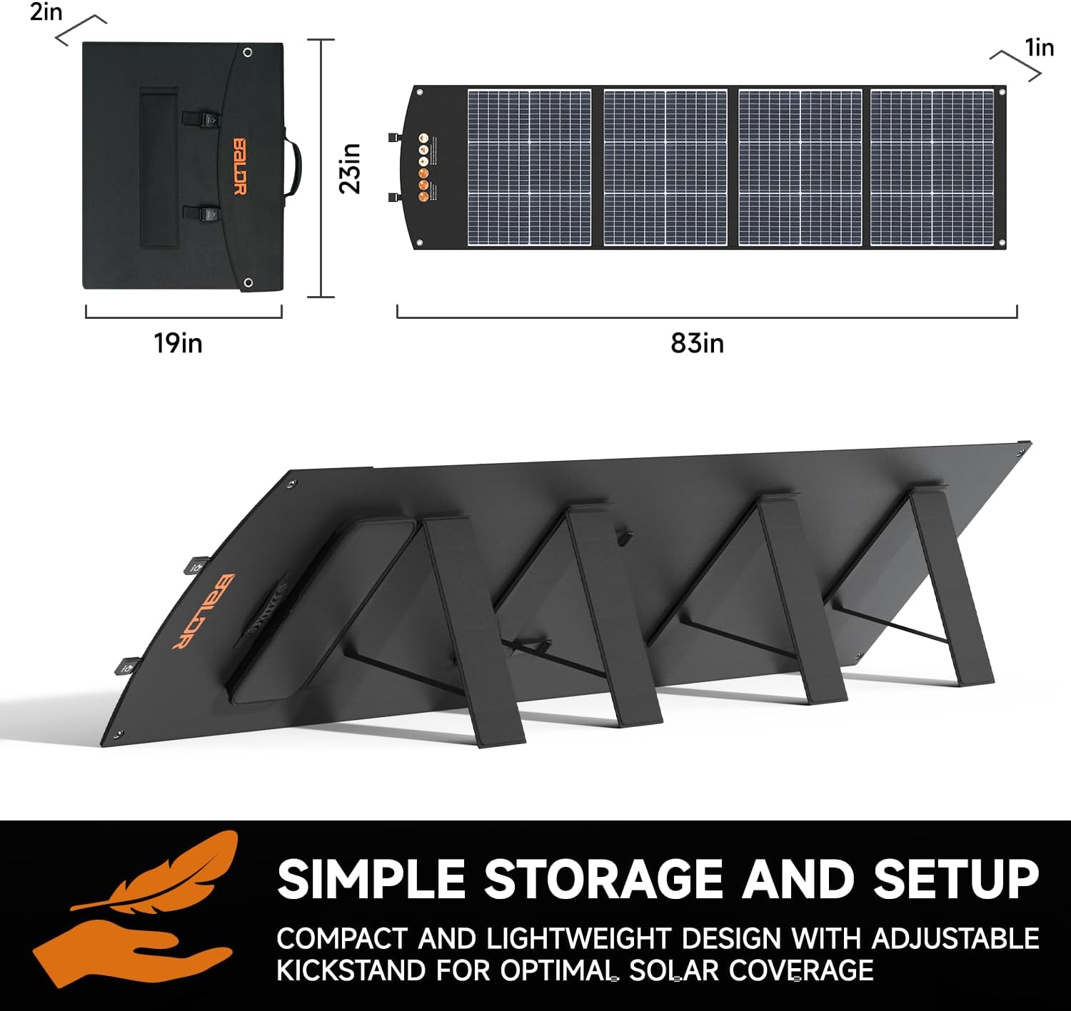 BALDR Solar Panels 200W Monocrystalline Portable Folding Solar Charger for Solar Generators and Portable Power Stations，Solar Panel Kit for Camping, Off Grid Living