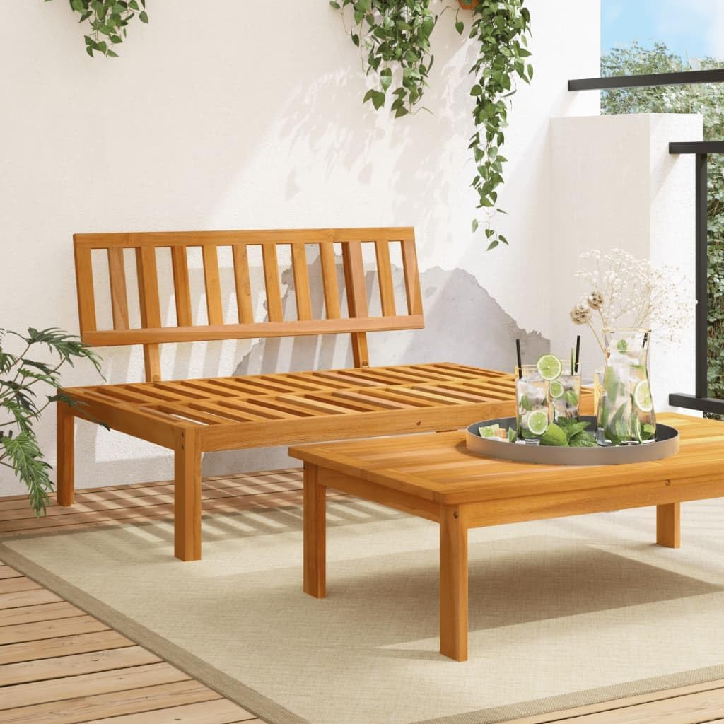 Patio Pallet Middle Sofa Solid Wood Acacia,Premium Solid Acacia Wood Modular Sofa for Outdoor Use in Garden, Patio or Terrace Patio Furniture & Seating