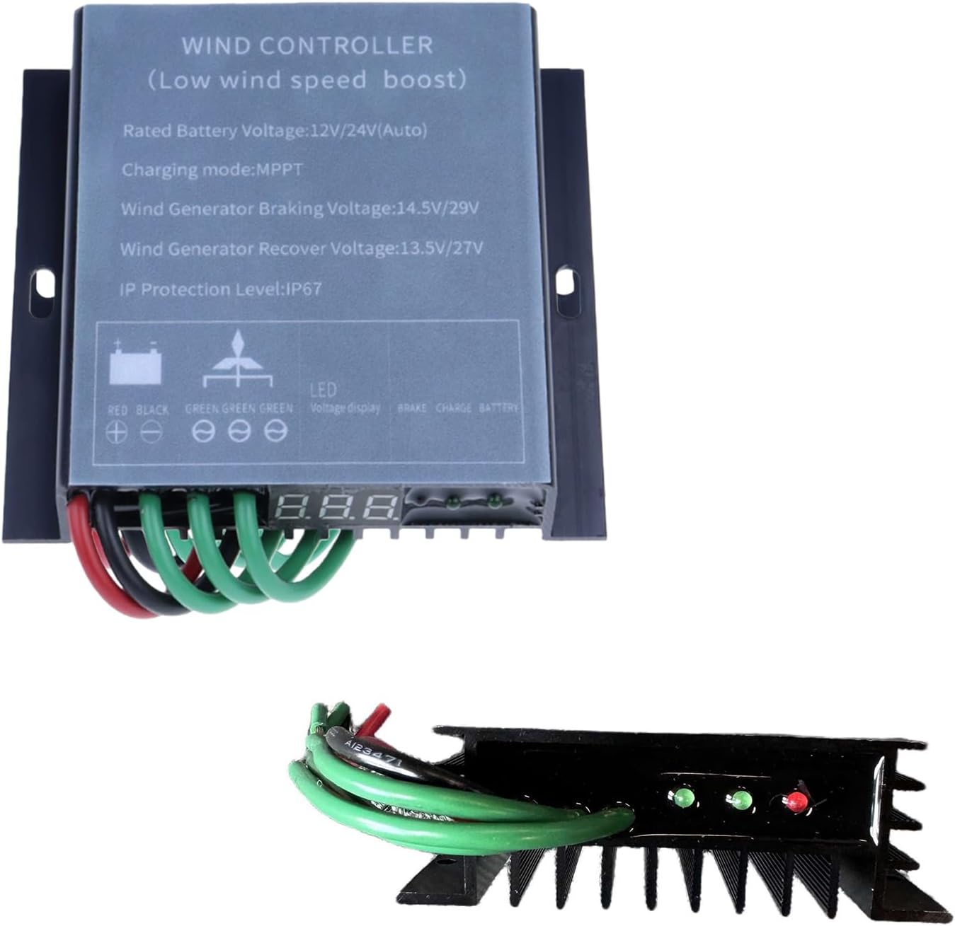 14000W MPPT Wind Turbine Charge Controller IP67 Waterproof Low Voltage Regulator,with Overcharge Protection and Display (12V-220V)