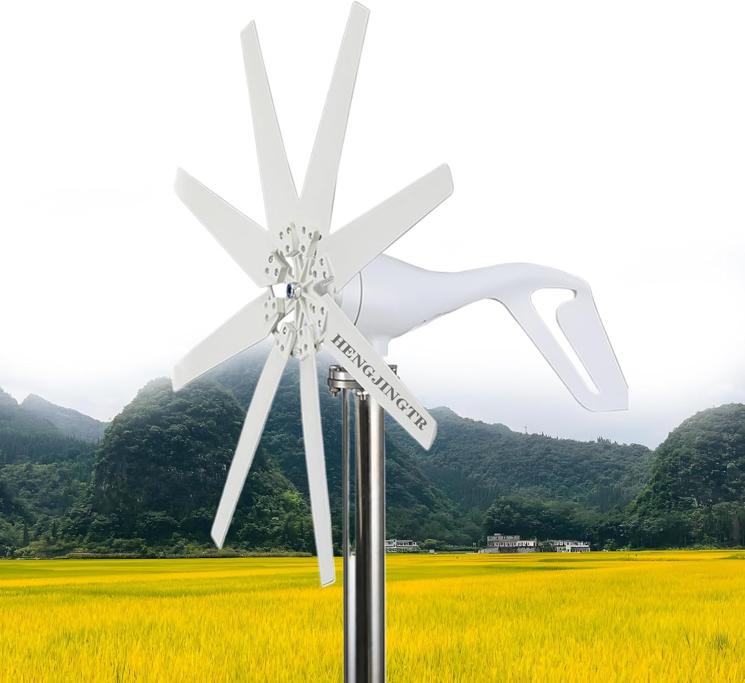 5000W Efficient Wind Turbine Generator, Reliable Power Output 12V 24V 48V Portable Vertical Wind Power Turbine Generator Kit with Charge Controller (White) ﻿