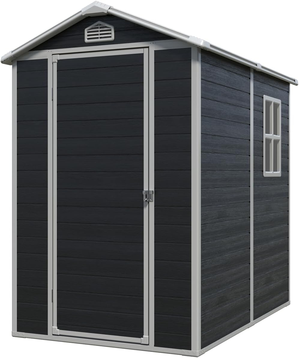 4 FT x 6 FT Resin Outdoor Storage Shed Kit-Perfect to Store Patio Furniture