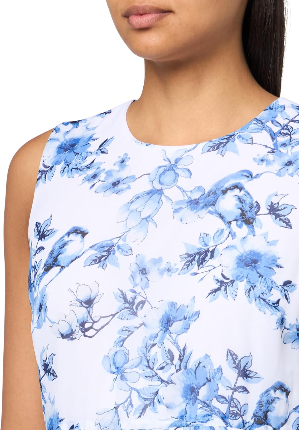 Anne Klein Women's Jewel Neck Pleated Skirt Midi Dress