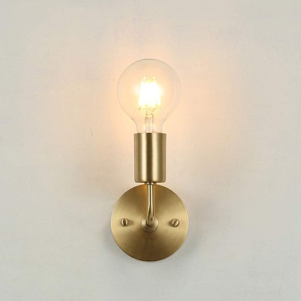 Brass Wall Mount Farmhouse Light Fixture Modern Loft Wall Lamp, Copper Edison Wall Sconce Lighting Fixtures Headboard Lamps for Living Room Bedroom Bedside, E27 Socket (Color : Copper)
