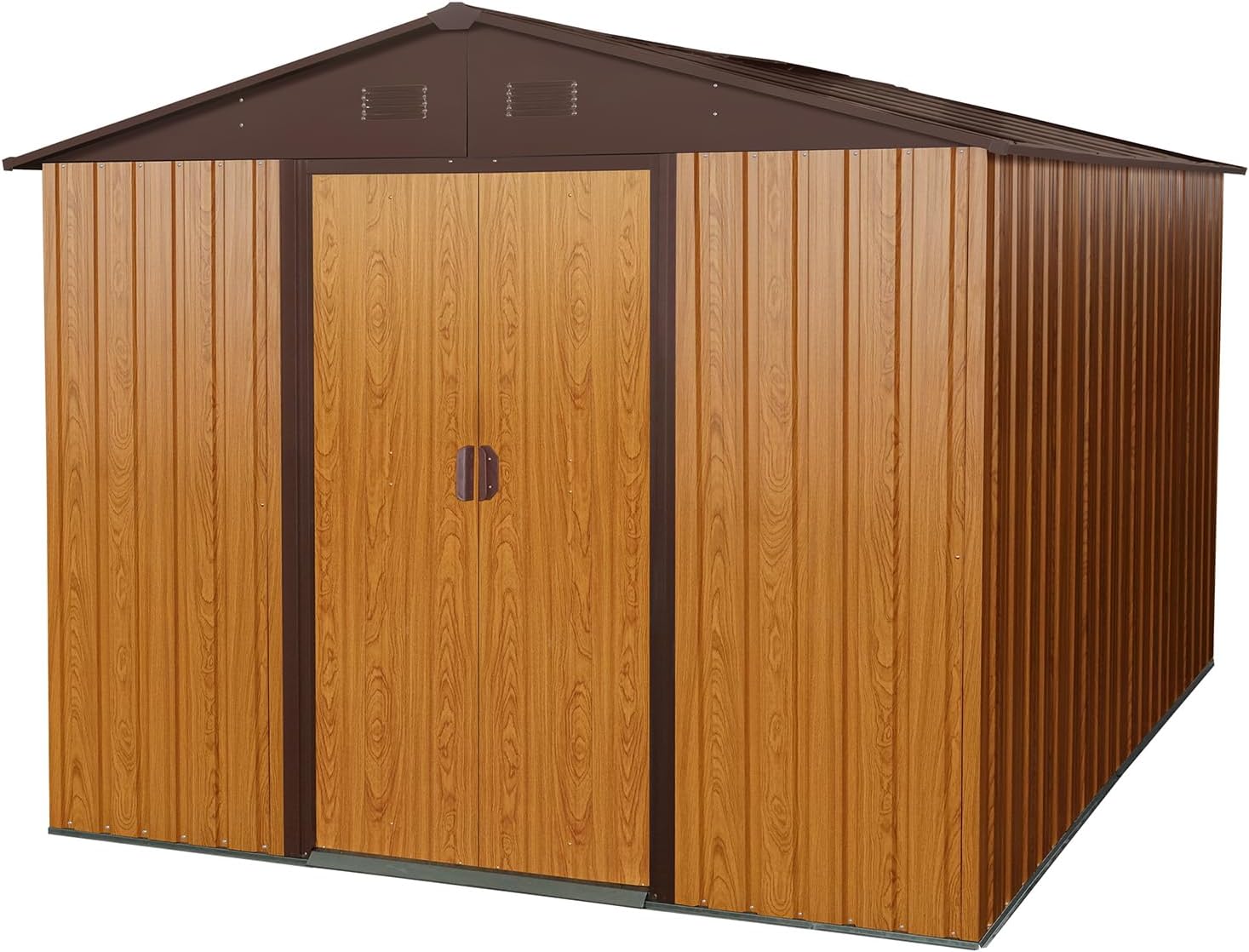 Outdoor Storage Shed, 8x10 FT, Garbage Can,Outdoor Metal Shed with Metal Floor Base for Tool,Garden,Bike, Grey