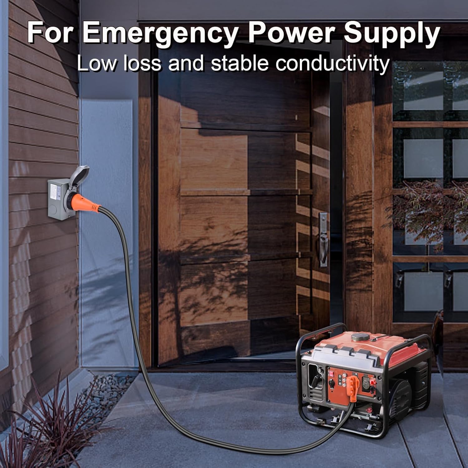 50A Generator Cord and Power Inlet Box,25FT Generator Extension Cord NEMA 14-50P/SS2-50R STW 6/3+8/1 AWG with Twist Lock Connector,Pre-Drilled Inlet Box for Generator to House,125/250V ETL Listed